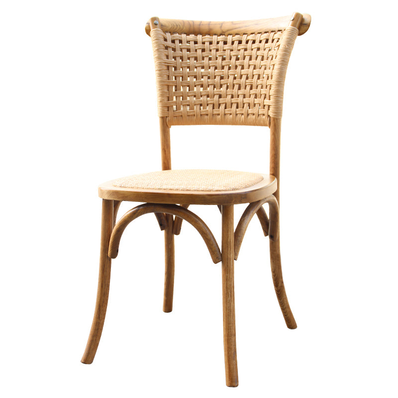 Solid Wood Country Style Dining Room Chair Matte Finish Cane Back Dining Chairs