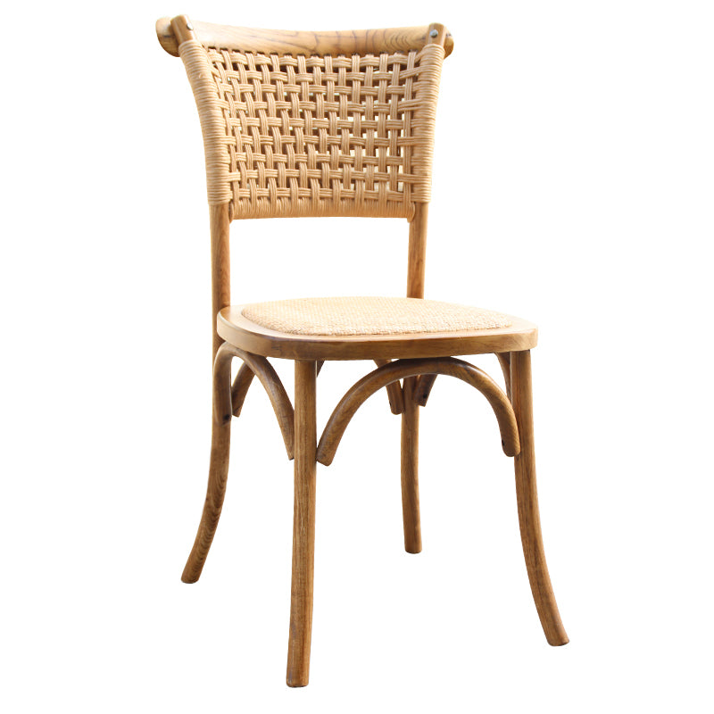 Solid Wood Country Style Dining Room Chair Matte Finish Cane Back Dining Chairs