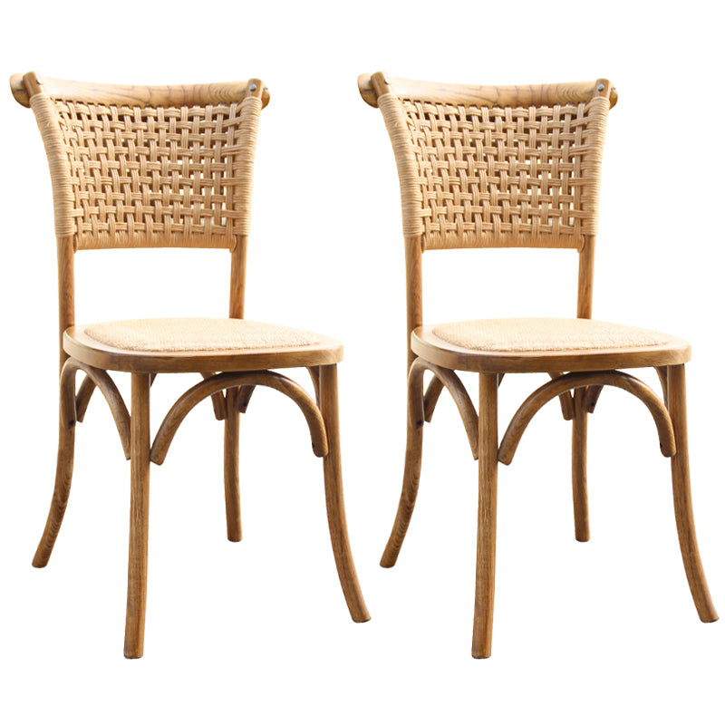 Solid Wood Country Style Dining Room Chair Matte Finish Cane Back Dining Chairs