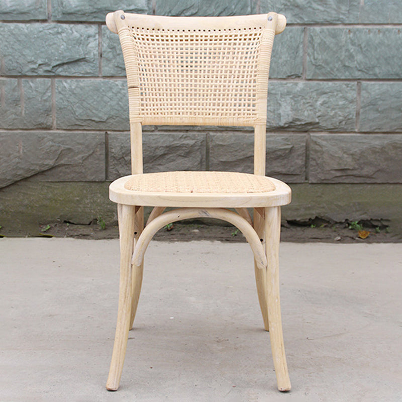 Solid Wood Country Style Dining Room Chair Matte Finish Cane Back Dining Chairs