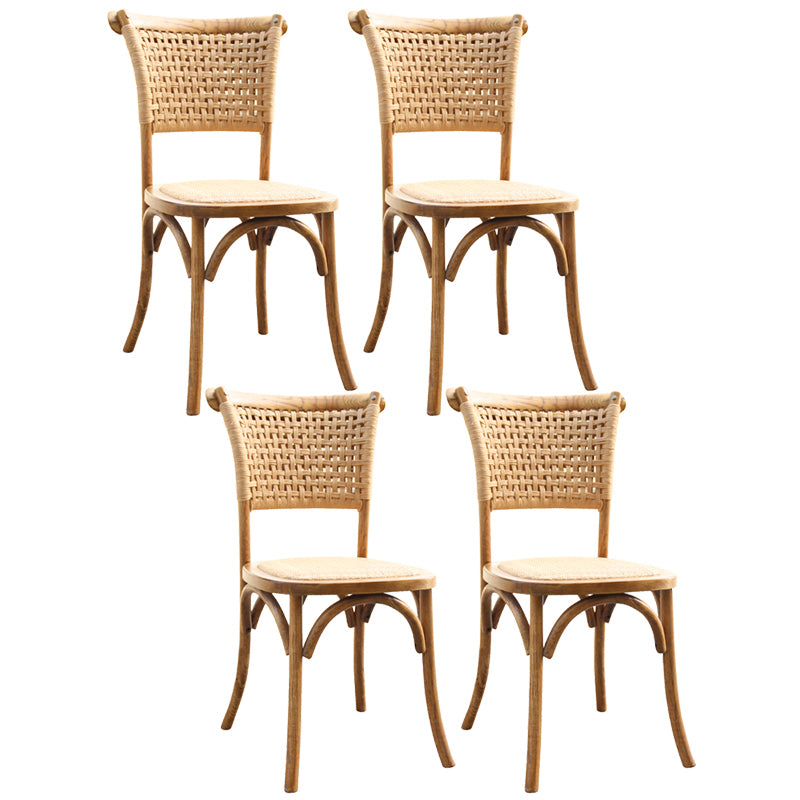 Solid Wood Country Style Dining Room Chair Matte Finish Cane Back Dining Chairs