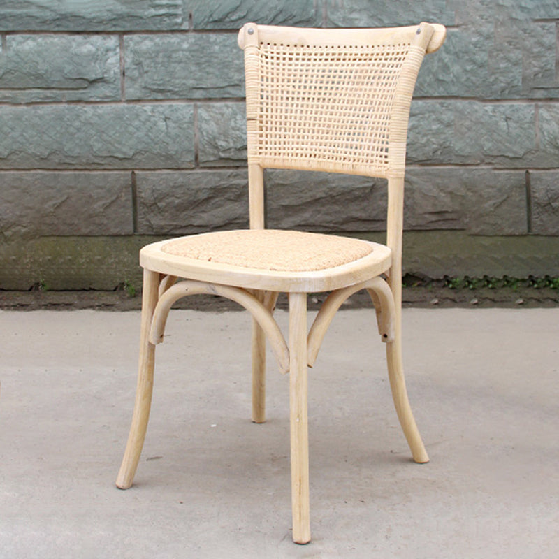 Solid Wood Country Style Dining Room Chair Matte Finish Cane Back Dining Chairs