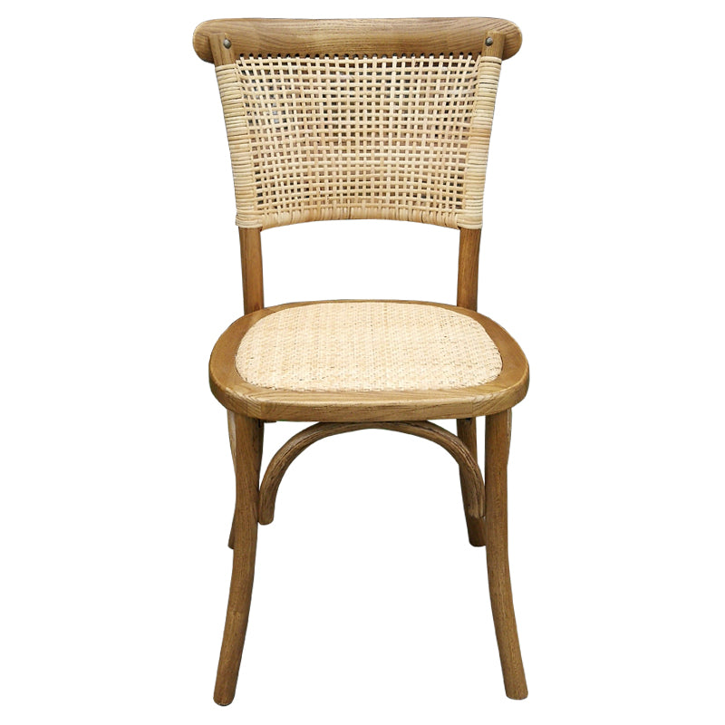 Solid Wood Country Style Dining Room Chair Matte Finish Cane Back Dining Chairs