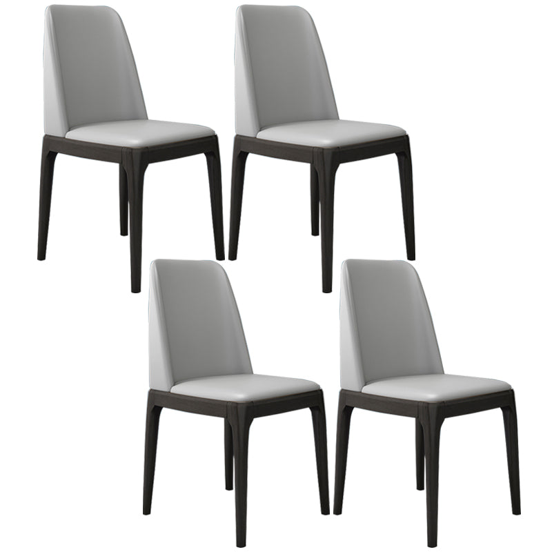 Chaises de salle à manger sans bras en cuir modernes, chaise latérale à dossier solide avec pieds en bois
