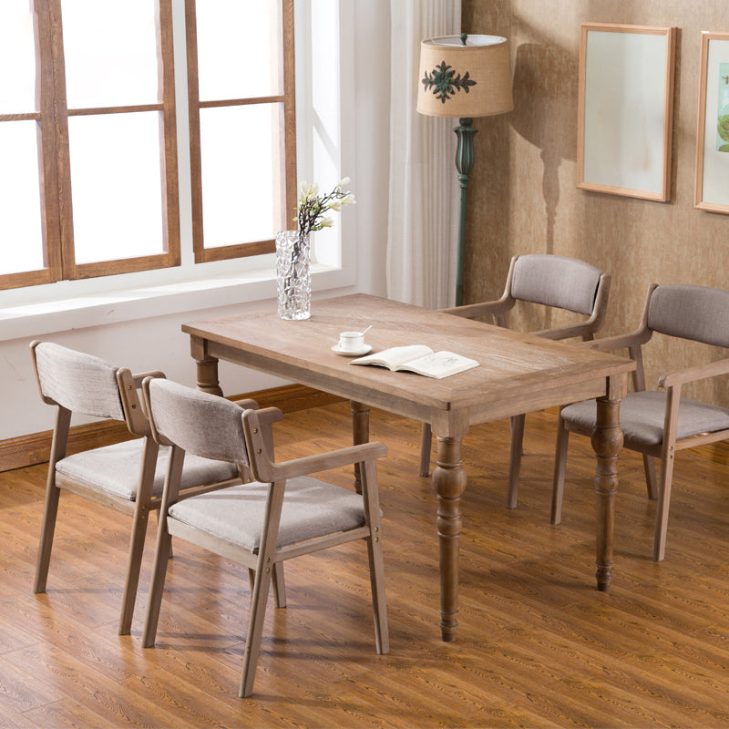 Contemporary Dining Chair 18'' Wide Open Arm Chair with 4 Wood Legs for Home Use