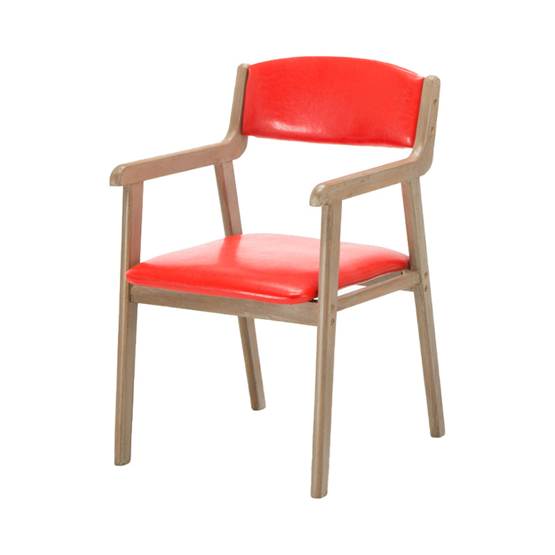 Contemporary Dining Chair 18'' Wide Open Arm Chair with 4 Wood Legs for Home Use