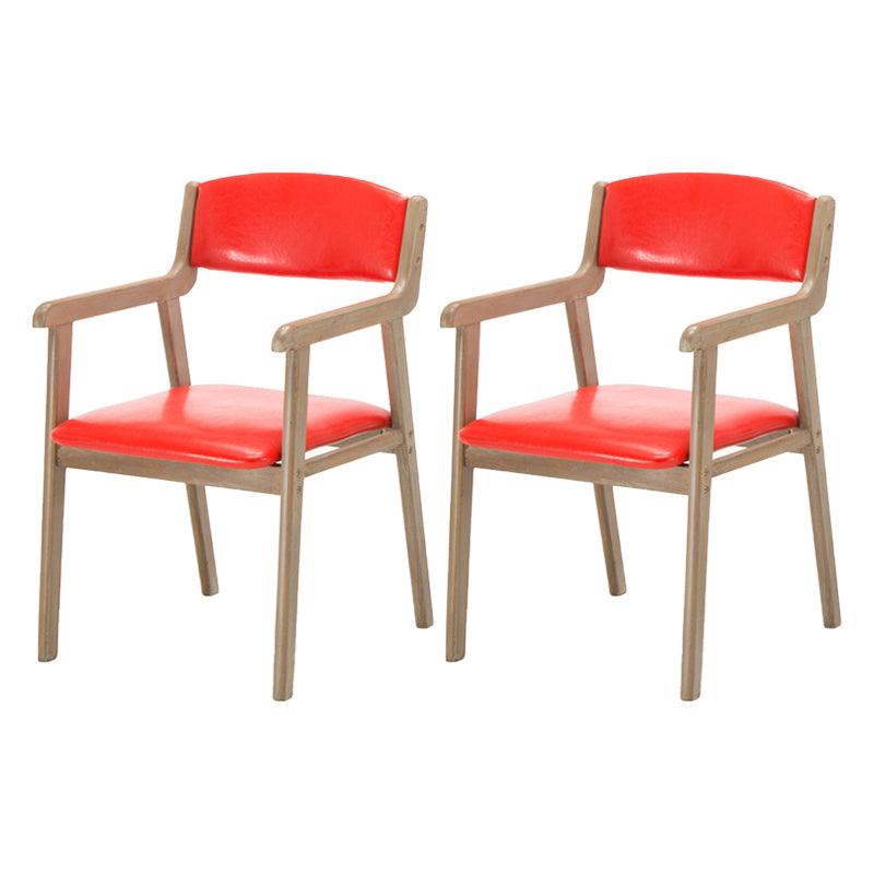 Contemporary Dining Chair 18'' Wide Open Arm Chair with 4 Wood Legs for Home Use