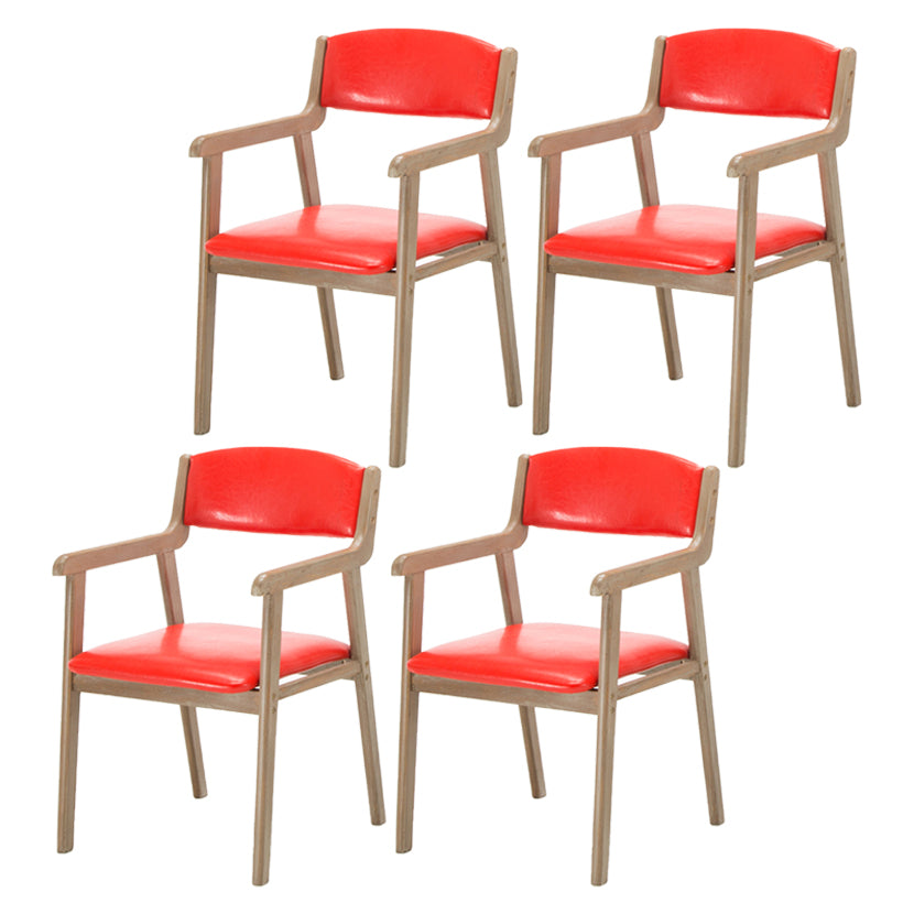 Contemporary Dining Chair 18'' Wide Open Arm Chair with 4 Wood Legs for Home Use