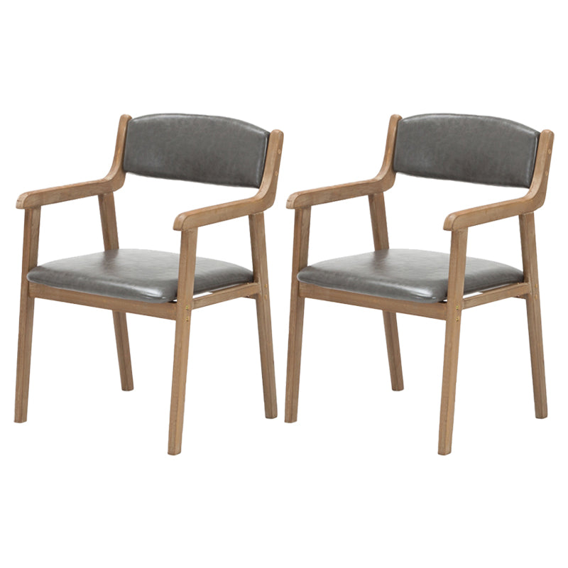 Contemporary Dining Chair 18'' Wide Open Arm Chair with 4 Wood Legs for Home Use