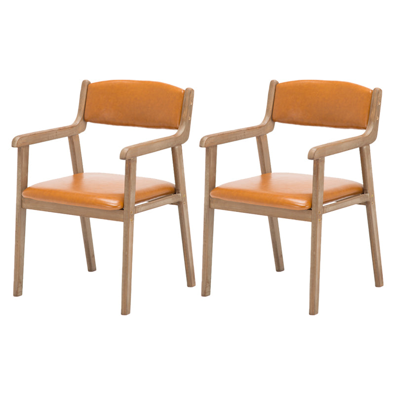 Contemporary Dining Chair 18'' Wide Open Arm Chair with 4 Wood Legs for Home Use