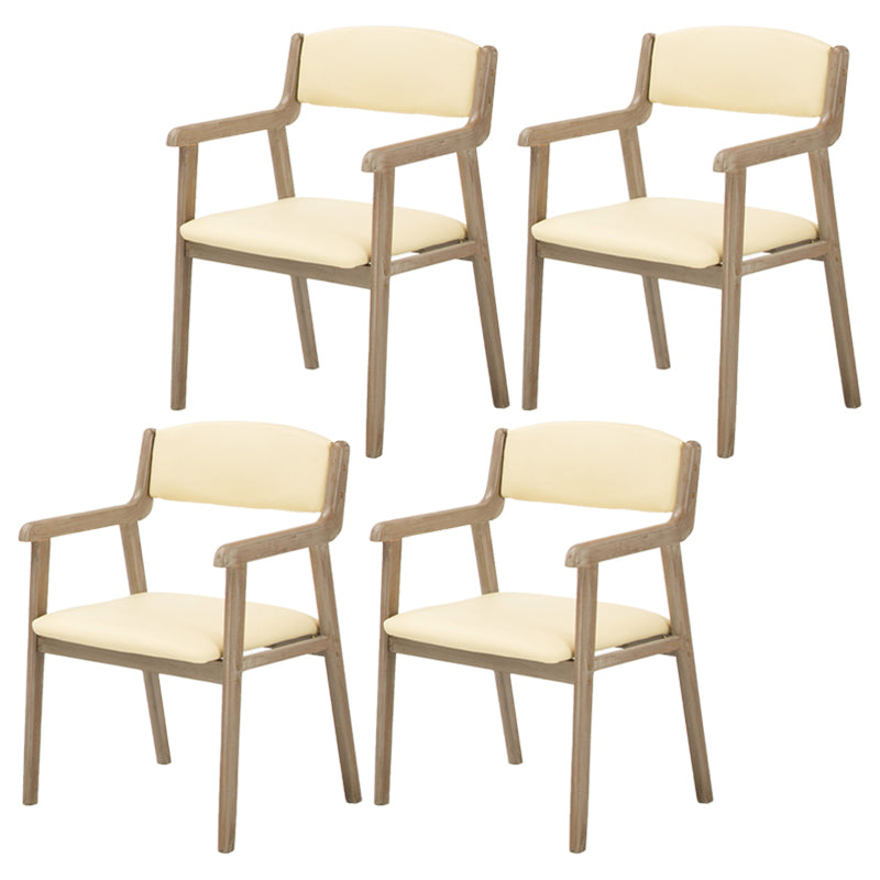 Contemporary Dining Chair 18'' Wide Open Arm Chair with 4 Wood Legs for Home Use