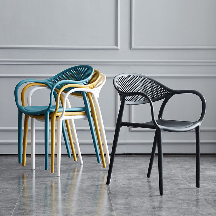 Chaise de fauteuil en plastique contemporain Open Danding Dining Dining Side Claid for Kitchen