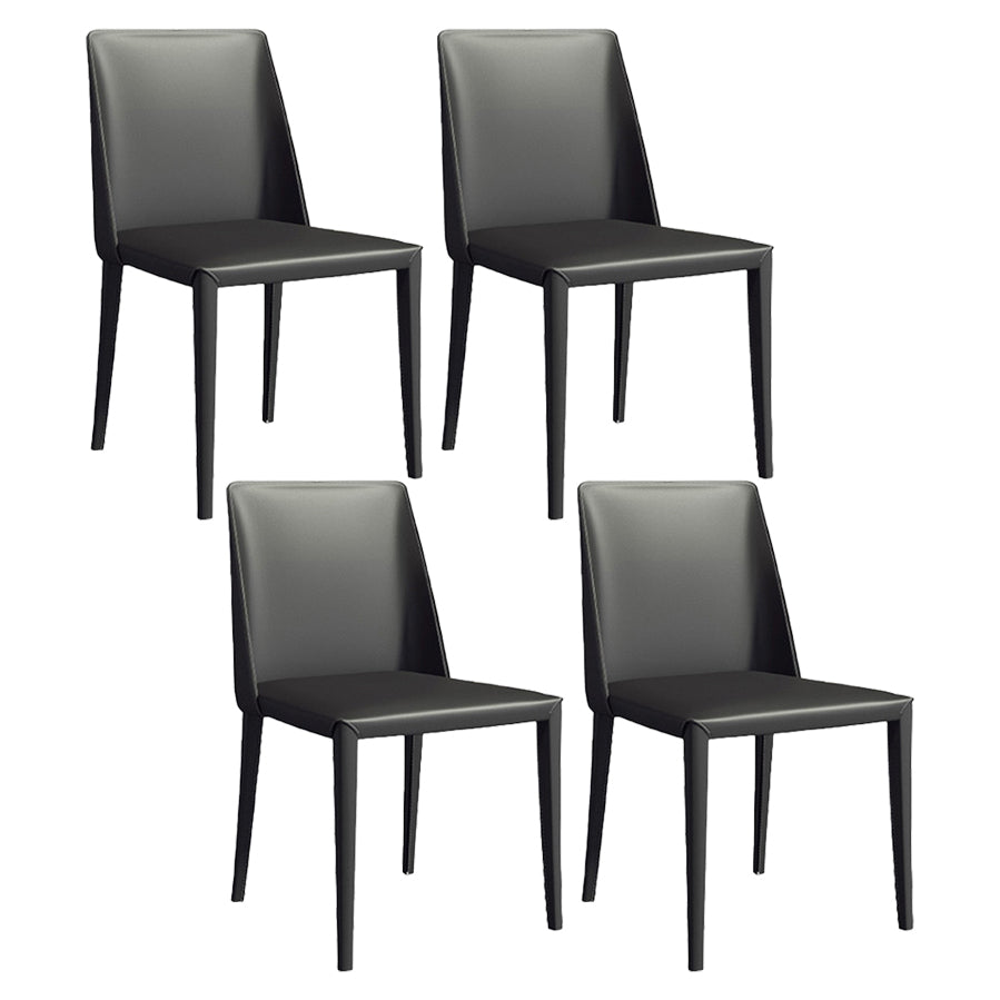 Chaise latérale d'hôtel de style moderne en cuir de selle, finition mate, chaise de salle à manger Parsons