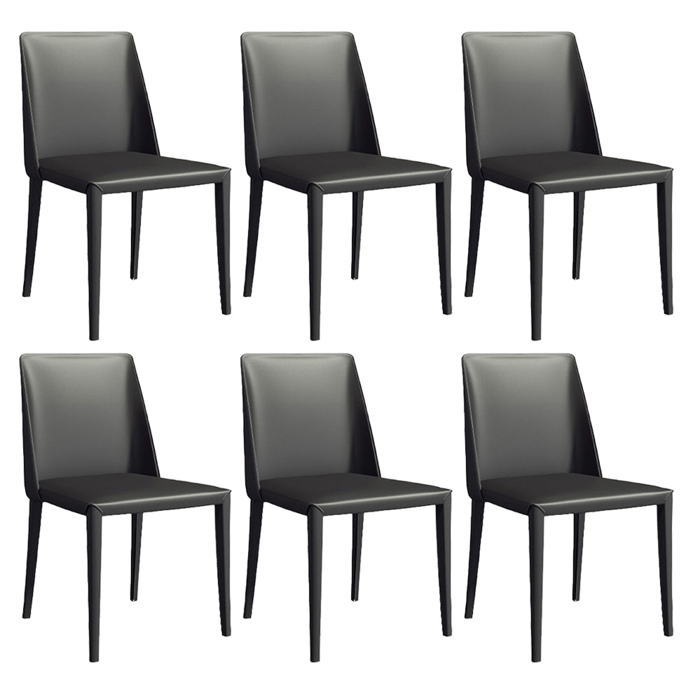 Chaise latérale d'hôtel de style moderne en cuir de selle, finition mate, chaise de salle à manger Parsons