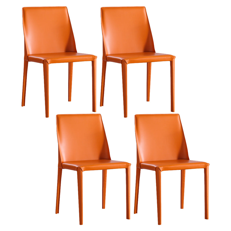 Chaise latérale d'hôtel de style moderne en cuir de selle, finition mate, chaise de salle à manger Parsons