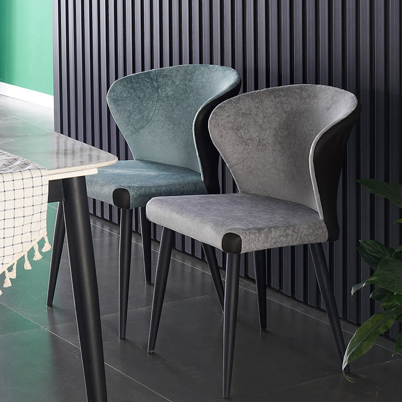 Indoor Wingback Armless Dining Chairs Upholstered Side Chair with Metal Legs