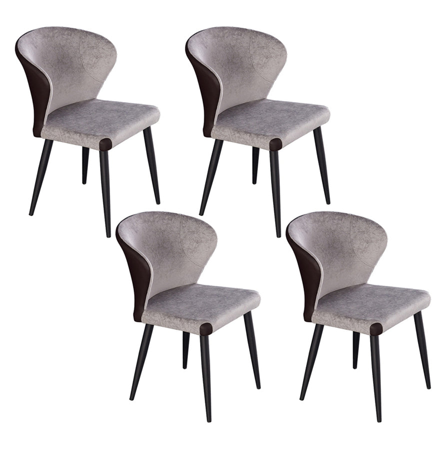 Indoor Wingback Armless Dining Chairs Upholstered Side Chair with Metal Legs