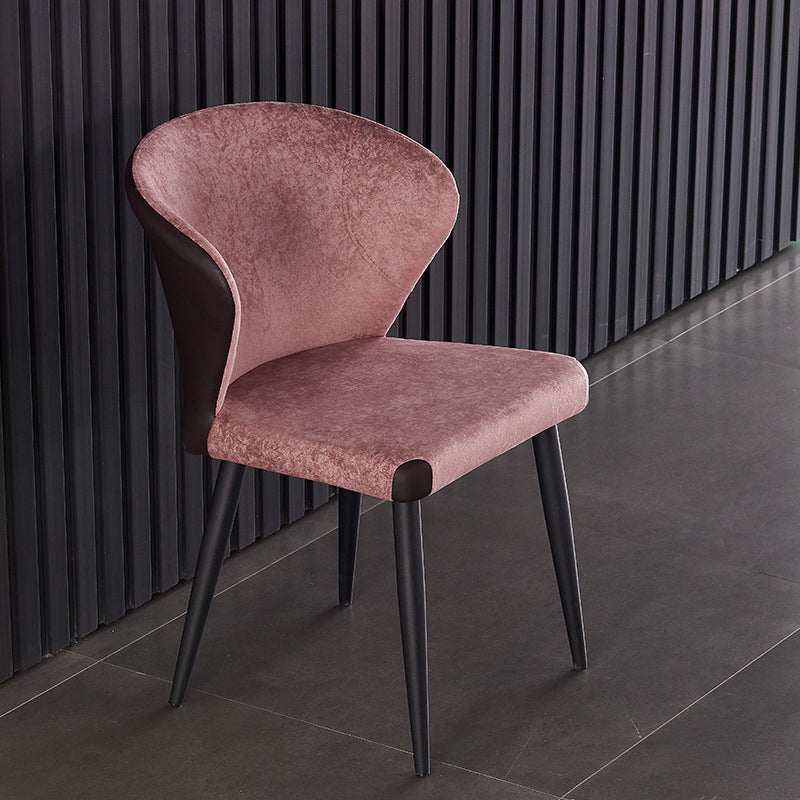 Indoor Wingback Armless Dining Chairs Upholstered Side Chair with Metal Legs