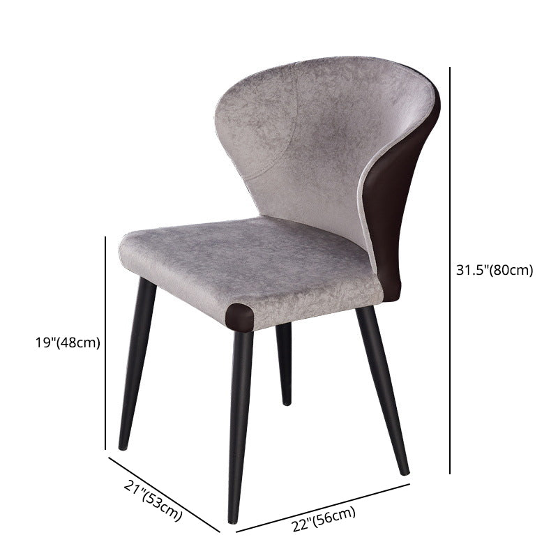 Indoor Wingback Armless Dining Chairs Upholstered Side Chair with Metal Legs