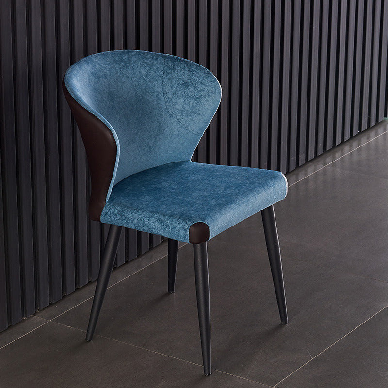 Indoor Wingback Armless Dining Chairs Upholstered Side Chair with Metal Legs