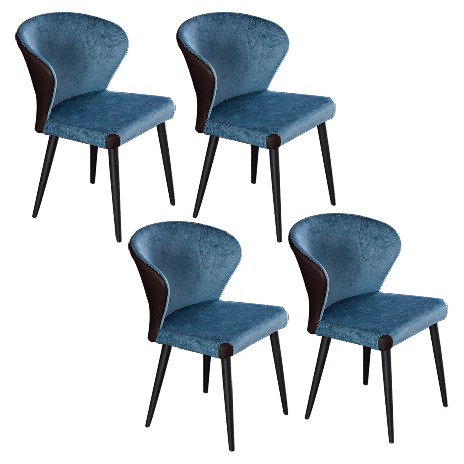 Indoor Wingback Armless Dining Chairs Upholstered Side Chair with Metal Legs