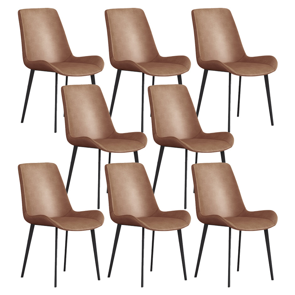 Modern Style Dining Side Chair Armless Chair for Kitchen with Steel Legs