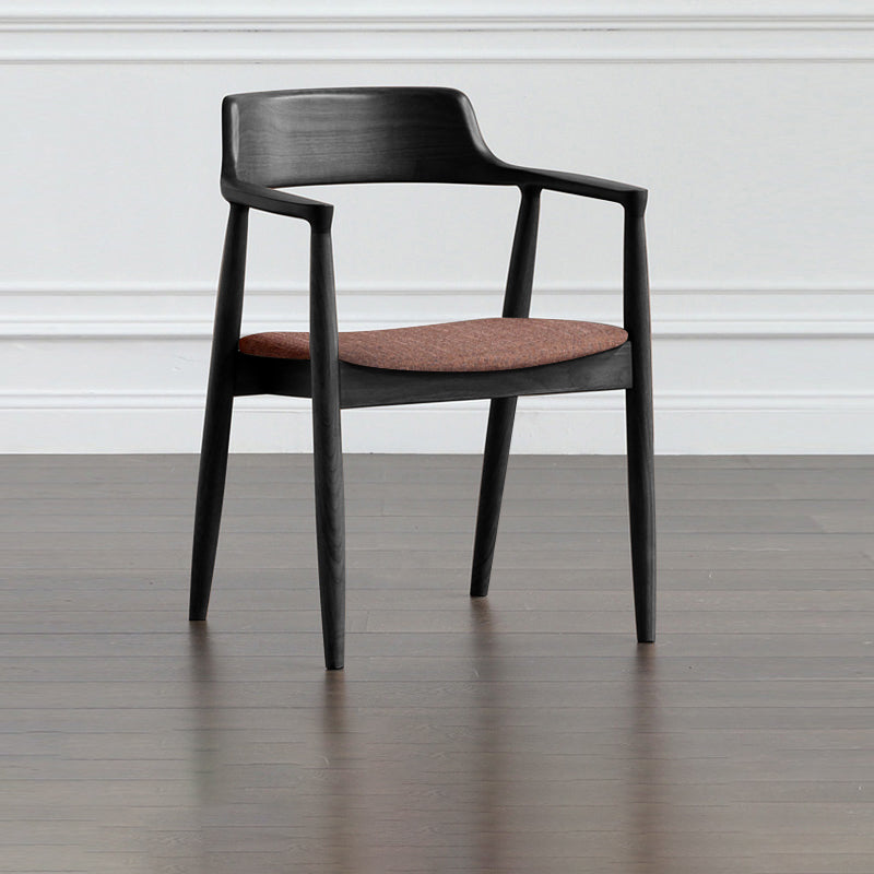 Chaise de salle à manger contemporaine avec accoudoirs ouverts de 20 po de large et 4 pieds en bois pour un usage domestique