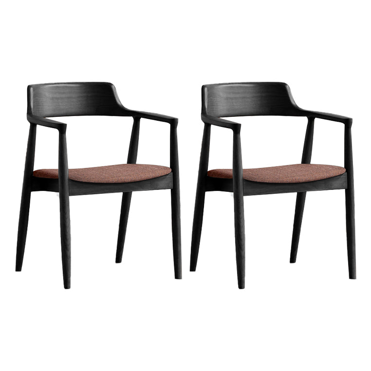 Chaise de salle à manger contemporaine avec accoudoirs ouverts de 20 po de large et 4 pieds en bois pour un usage domestique
