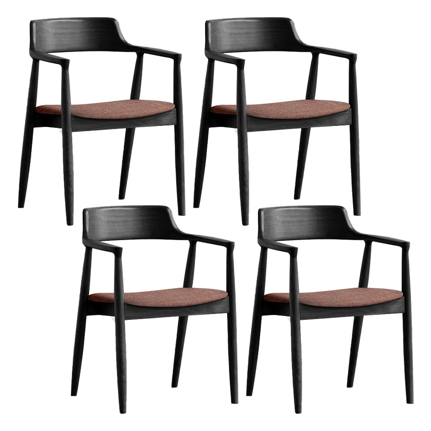 Chaise de salle à manger contemporaine avec accoudoirs ouverts de 20 po de large et 4 pieds en bois pour un usage domestique
