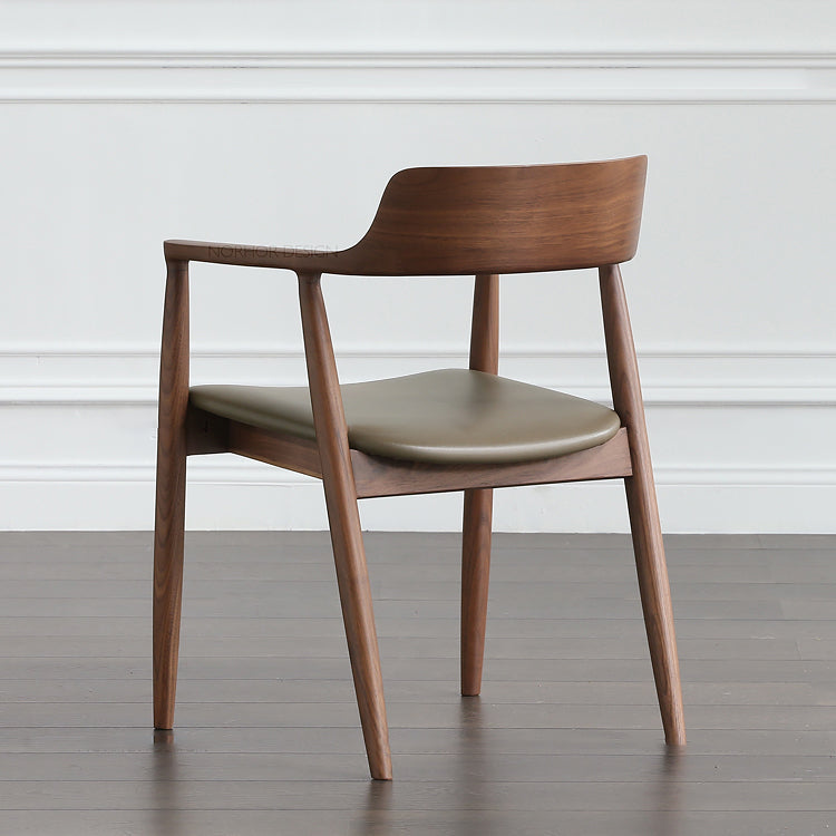Chaise de salle à manger contemporaine avec accoudoirs ouverts de 20 po de large et 4 pieds en bois pour un usage domestique