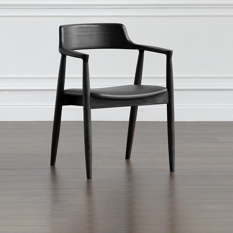 Chaise de salle à manger contemporaine avec accoudoirs ouverts de 20 po de large et 4 pieds en bois pour un usage domestique