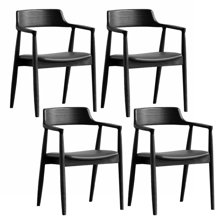 Chaise de salle à manger contemporaine avec accoudoirs ouverts de 20 po de large et 4 pieds en bois pour un usage domestique