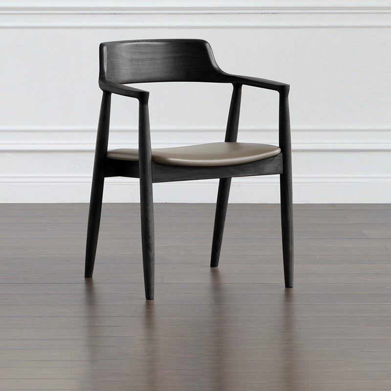 Chaise de salle à manger contemporaine avec accoudoirs ouverts de 20 po de large et 4 pieds en bois pour un usage domestique