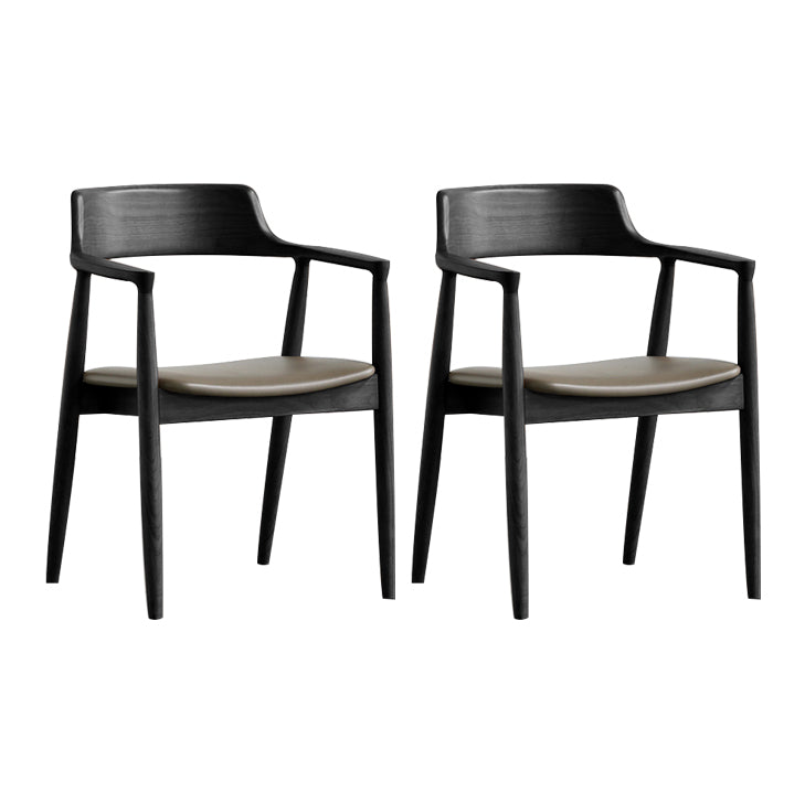 Chaise de salle à manger contemporaine avec accoudoirs ouverts de 20 po de large et 4 pieds en bois pour un usage domestique