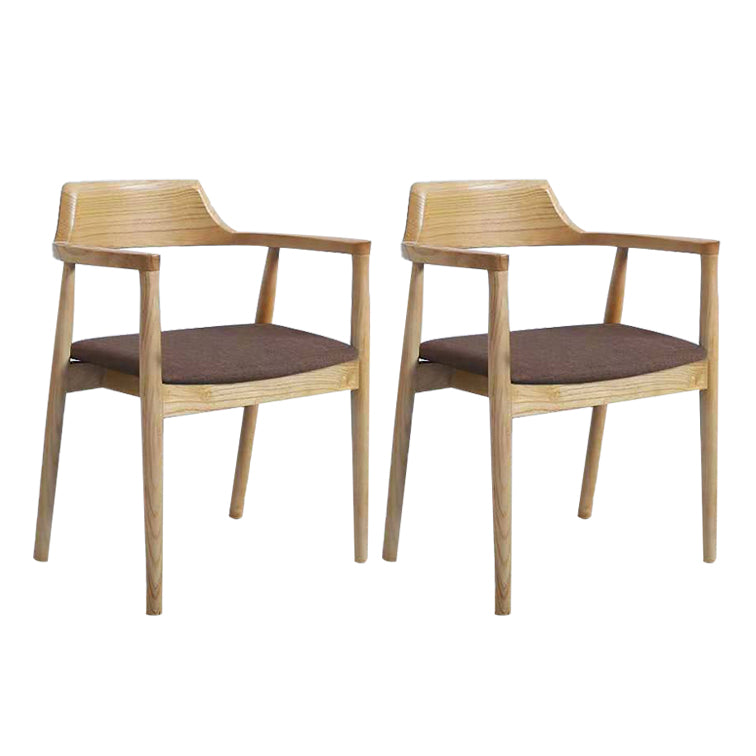 Chaise de salle à manger contemporaine avec accoudoirs ouverts de 20 po de large et 4 pieds en bois pour un usage domestique