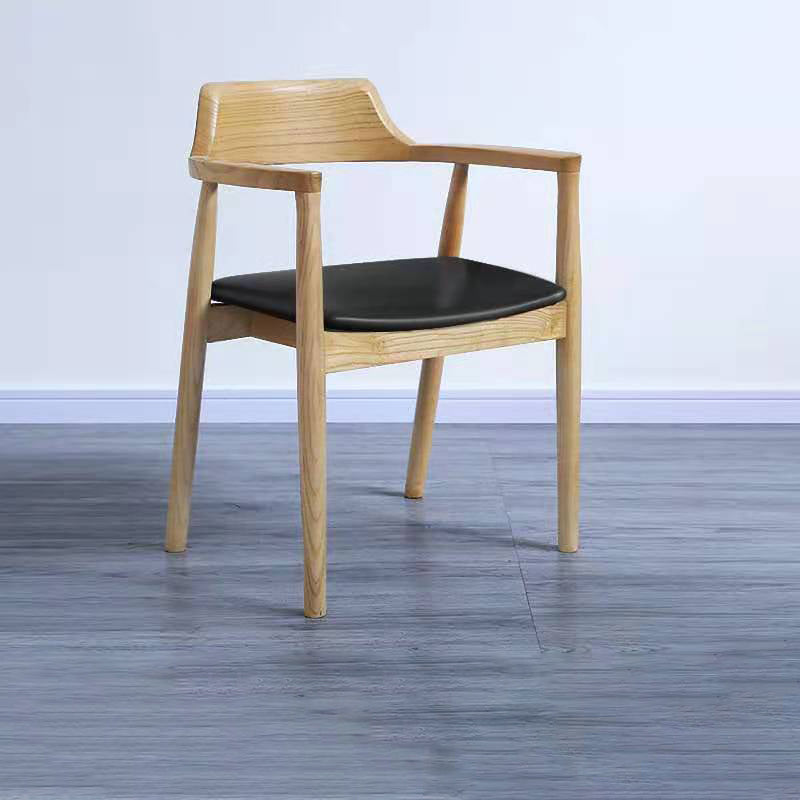 Chaise de salle à manger contemporaine avec accoudoirs ouverts de 20 po de large et 4 pieds en bois pour un usage domestique