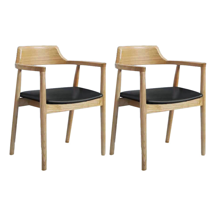 Chaise de salle à manger contemporaine avec accoudoirs ouverts de 20 po de large et 4 pieds en bois pour un usage domestique
