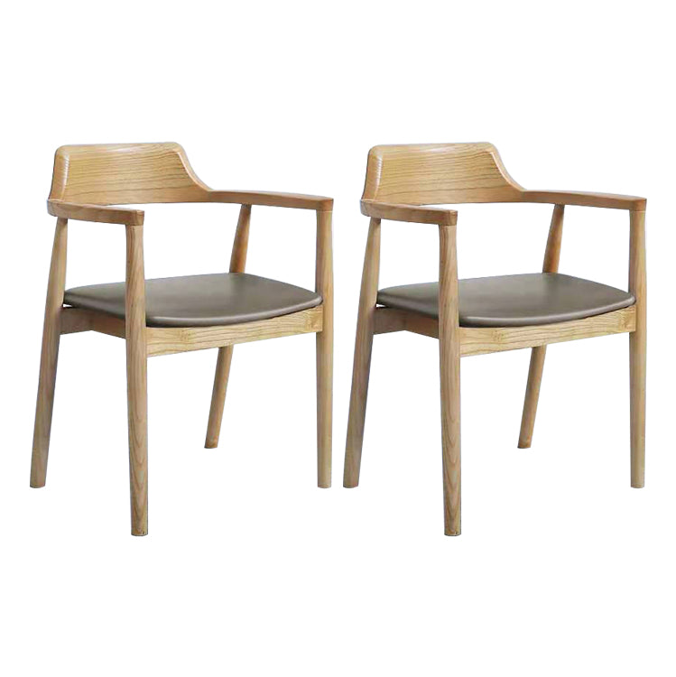 Chaise de salle à manger contemporaine avec accoudoirs ouverts de 20 po de large et 4 pieds en bois pour un usage domestique