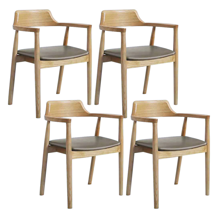 Chaise de salle à manger contemporaine avec accoudoirs ouverts de 20 po de large et 4 pieds en bois pour un usage domestique