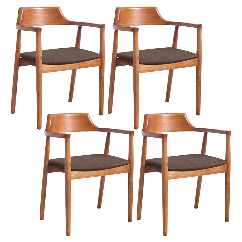 Chaise de salle à manger contemporaine avec accoudoirs ouverts de 20 po de large et 4 pieds en bois pour un usage domestique
