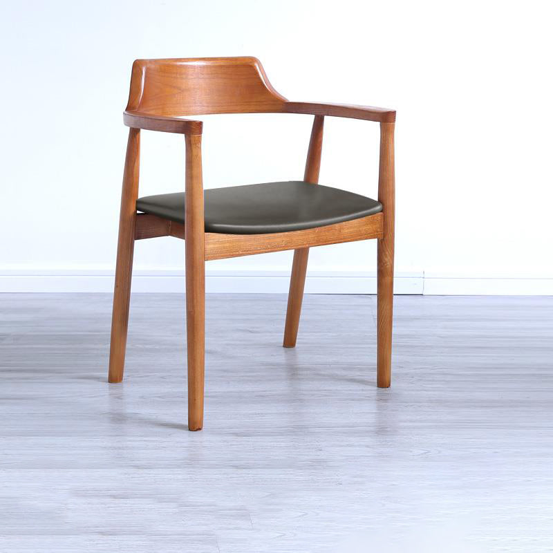 Chaise de salle à manger contemporaine avec accoudoirs ouverts de 20 po de large et 4 pieds en bois pour un usage domestique