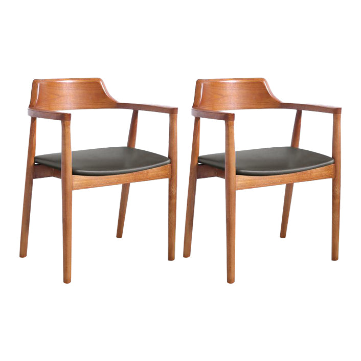 Chaise de salle à manger contemporaine avec accoudoirs ouverts de 20 po de large et 4 pieds en bois pour un usage domestique