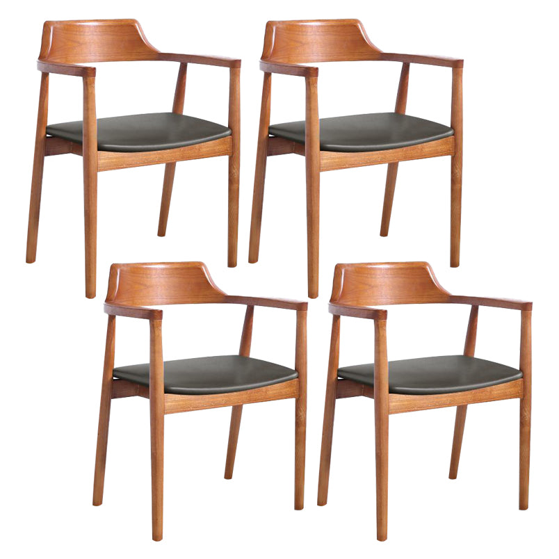 Chaise de salle à manger contemporaine avec accoudoirs ouverts de 20 po de large et 4 pieds en bois pour un usage domestique
