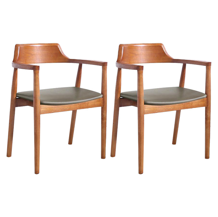 Chaise de salle à manger contemporaine avec accoudoirs ouverts de 20 po de large et 4 pieds en bois pour un usage domestique