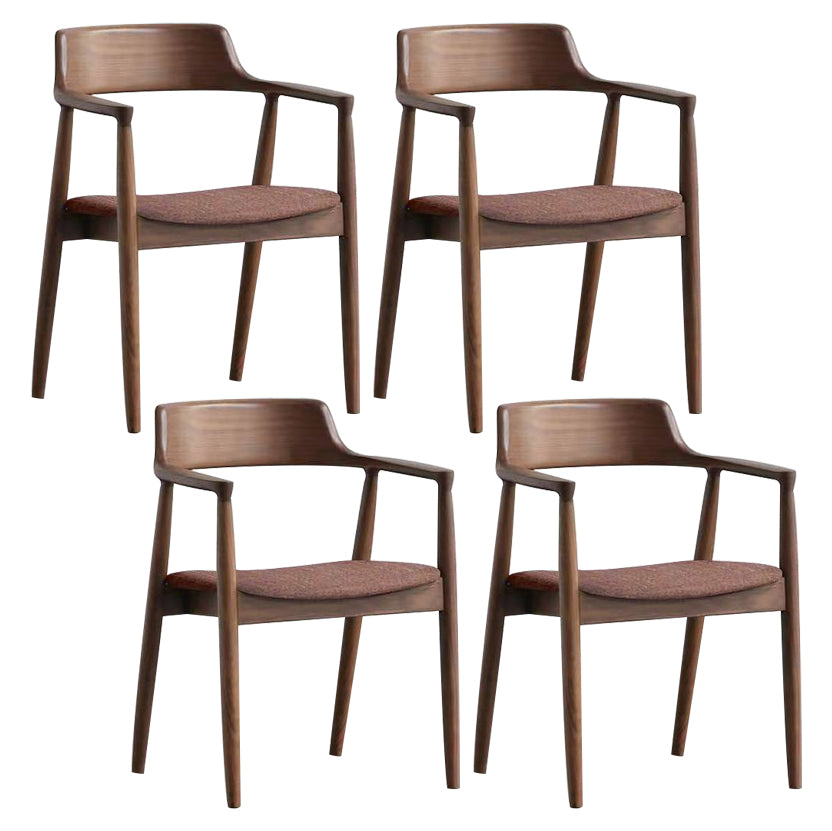 Chaise de salle à manger contemporaine avec accoudoirs ouverts de 20 po de large et 4 pieds en bois pour un usage domestique