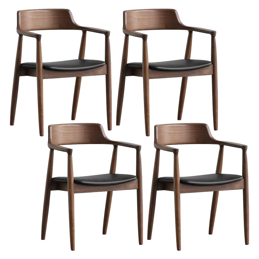 Chaise de salle à manger contemporaine avec accoudoirs ouverts de 20 po de large et 4 pieds en bois pour un usage domestique