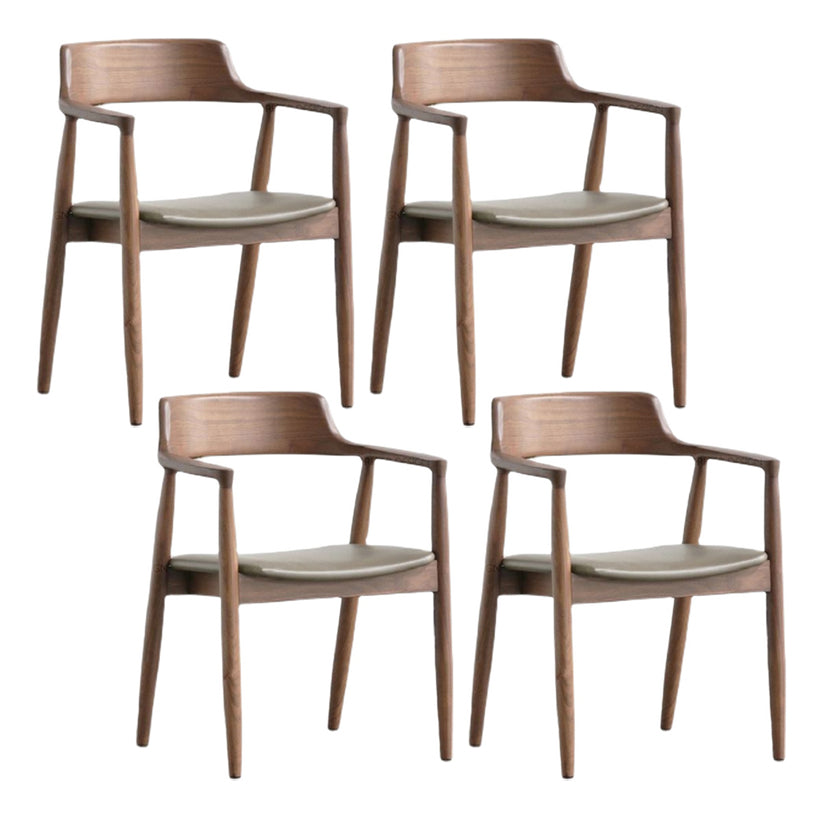 Chaise de salle à manger contemporaine avec accoudoirs ouverts de 20 po de large et 4 pieds en bois pour un usage domestique