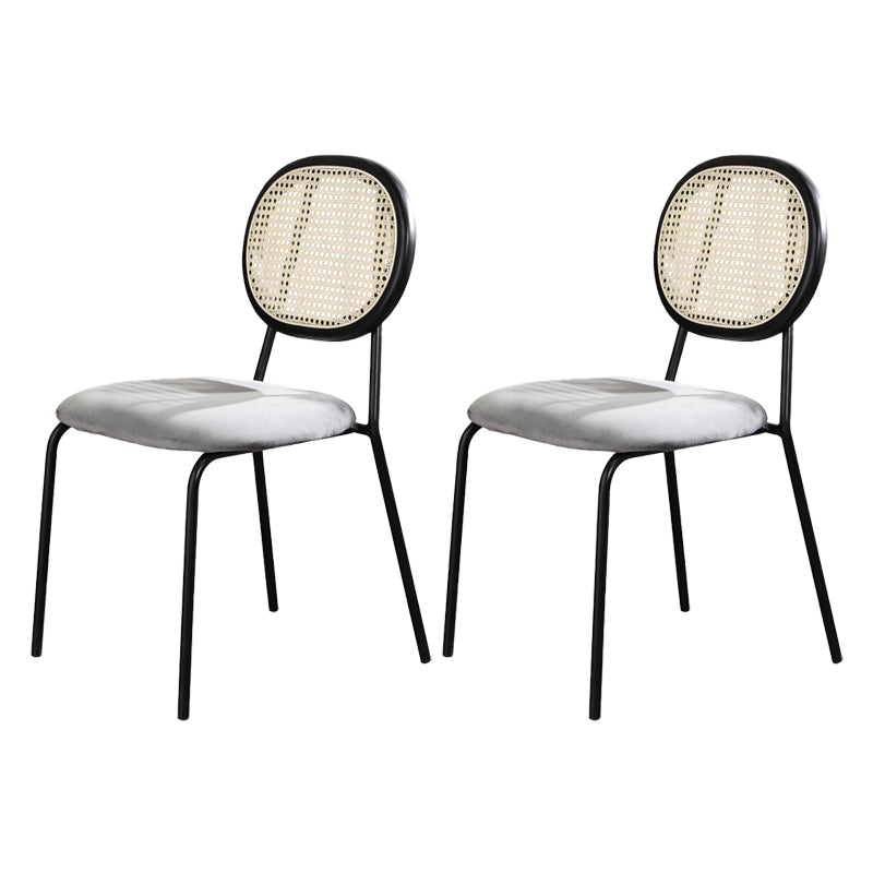 Contemporary Style Metal Chair Set Open Back Dining Room Kitchen Chairs
