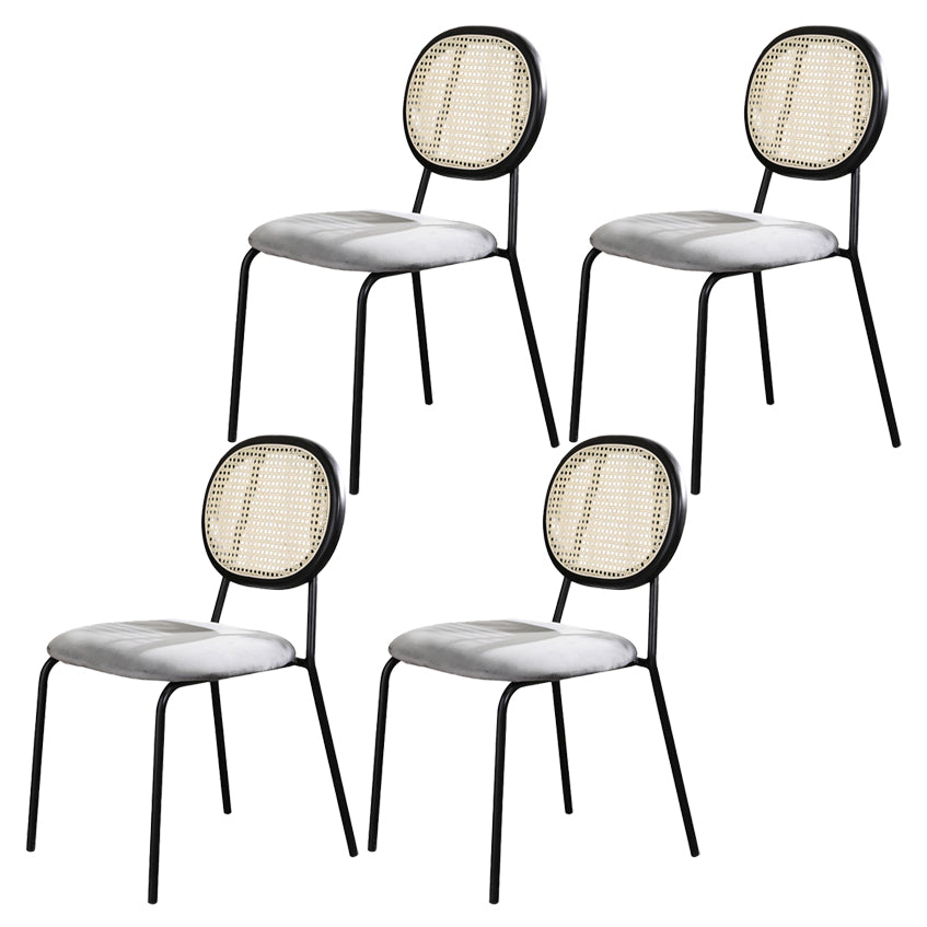 Contemporary Style Metal Chair Set Open Back Dining Room Kitchen Chairs