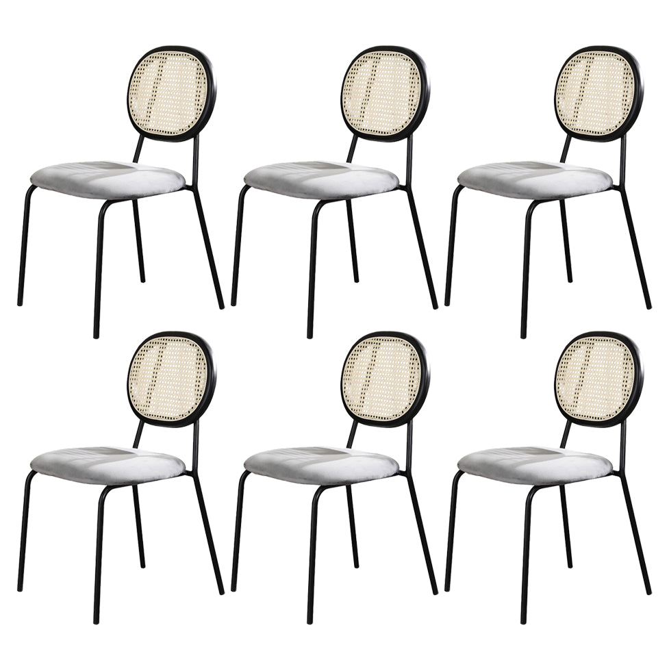 Contemporary Style Metal Chair Set Open Back Dining Room Kitchen Chairs